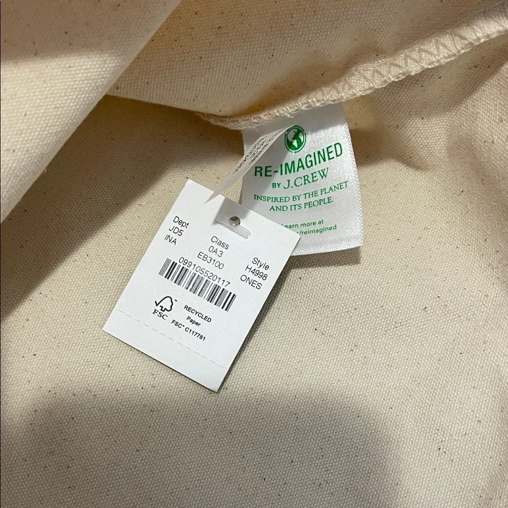 NWT J.Crew Striped Canvas Tote Bag - Picture 7 of 8